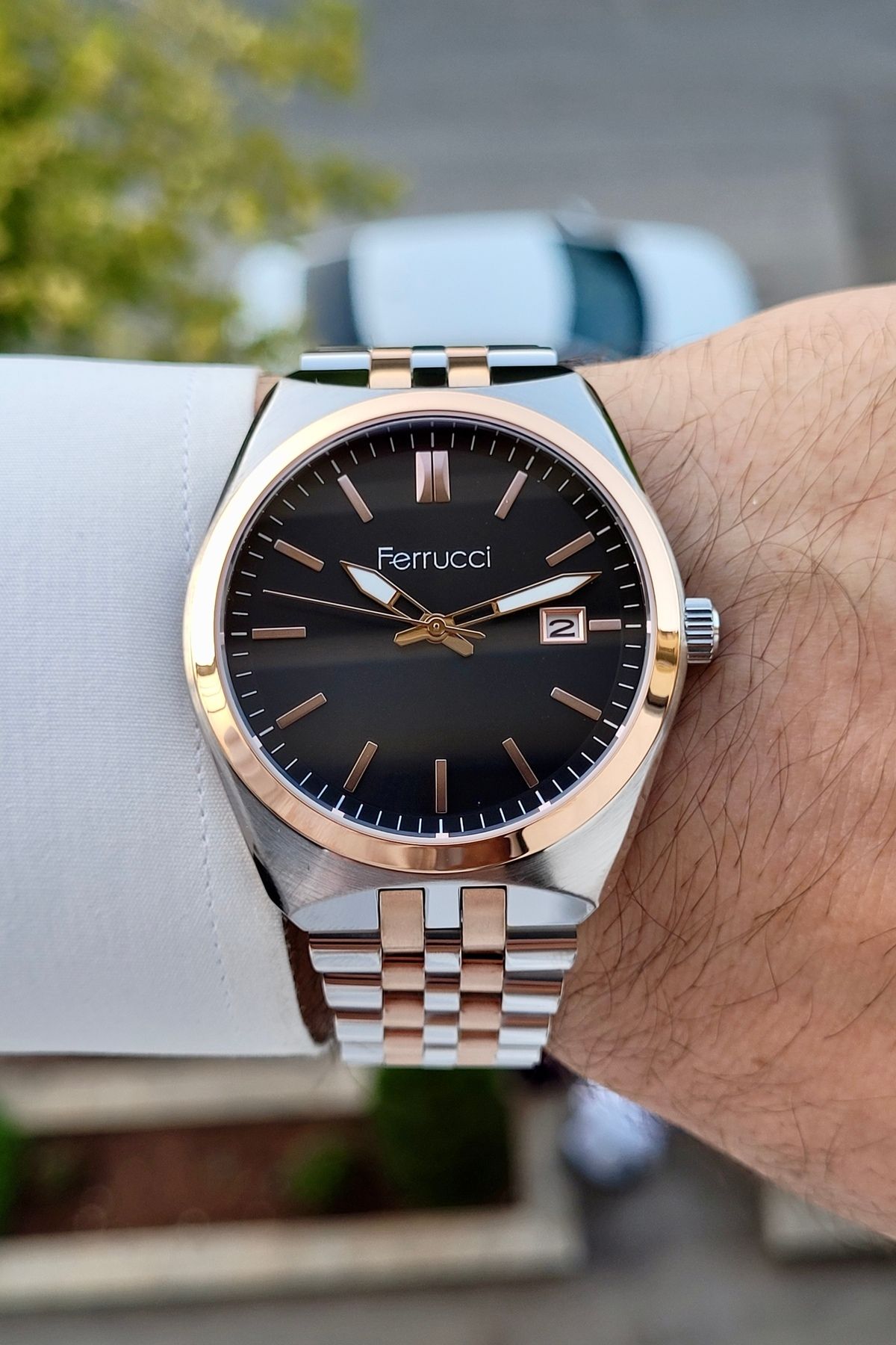 Ferrucci Bronz Metalik Renk 2 Yıl Garantili 41 Mm Takvimli Erkek Kol Saati