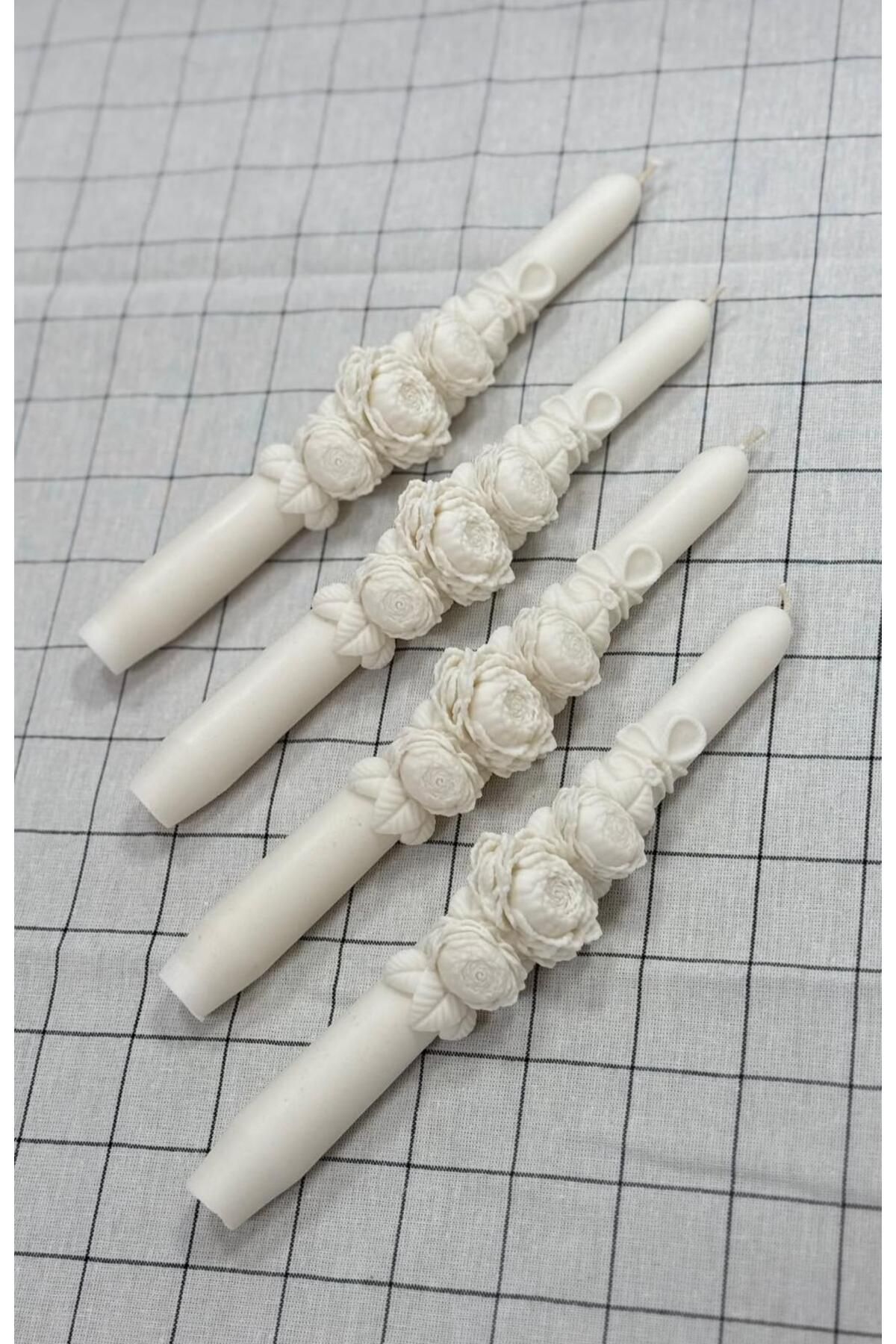 SCA CANDLE Dekoratif Mum Şamdanlık mum ikili Kırık Beyaz