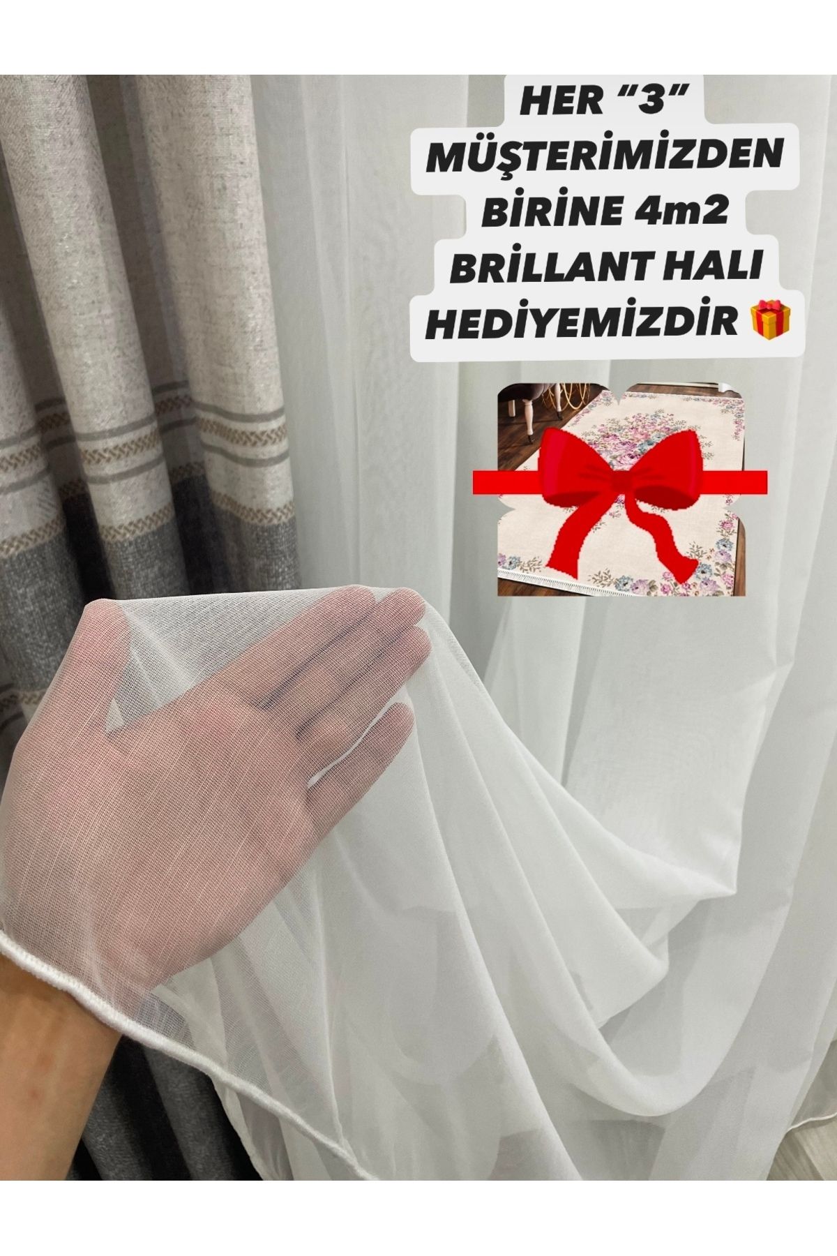 GACALLAR HOUSE Ttm Bambu Şantuklu 1/3 Kat Sık Pileli Her Odaya Uygun Ütü İstemez 1. Kalite Tül Perde