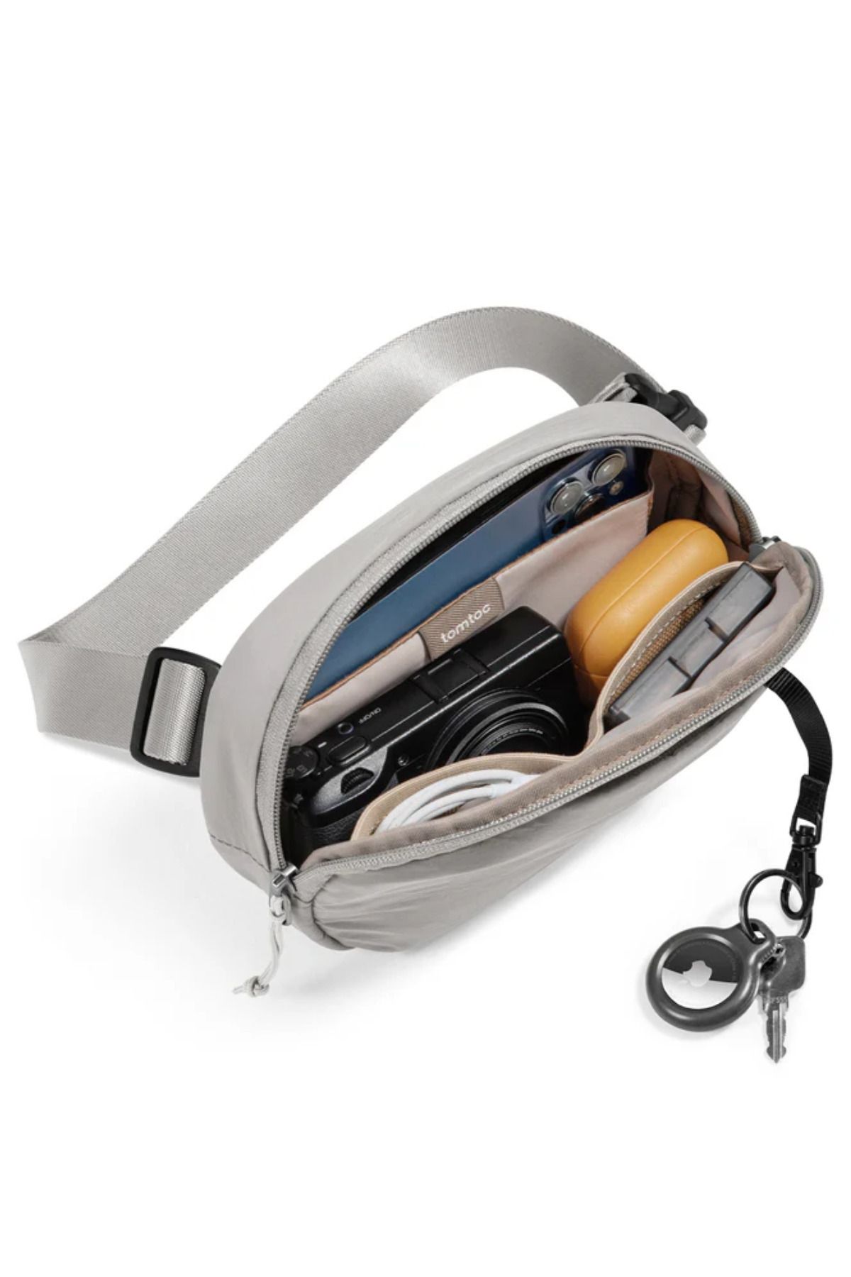 Tomtoc-Slingbean T32 Gray 1.5L Accessory Waist and Shoulder Bag Rfid Protection - with Keychain - T32S1G2 4