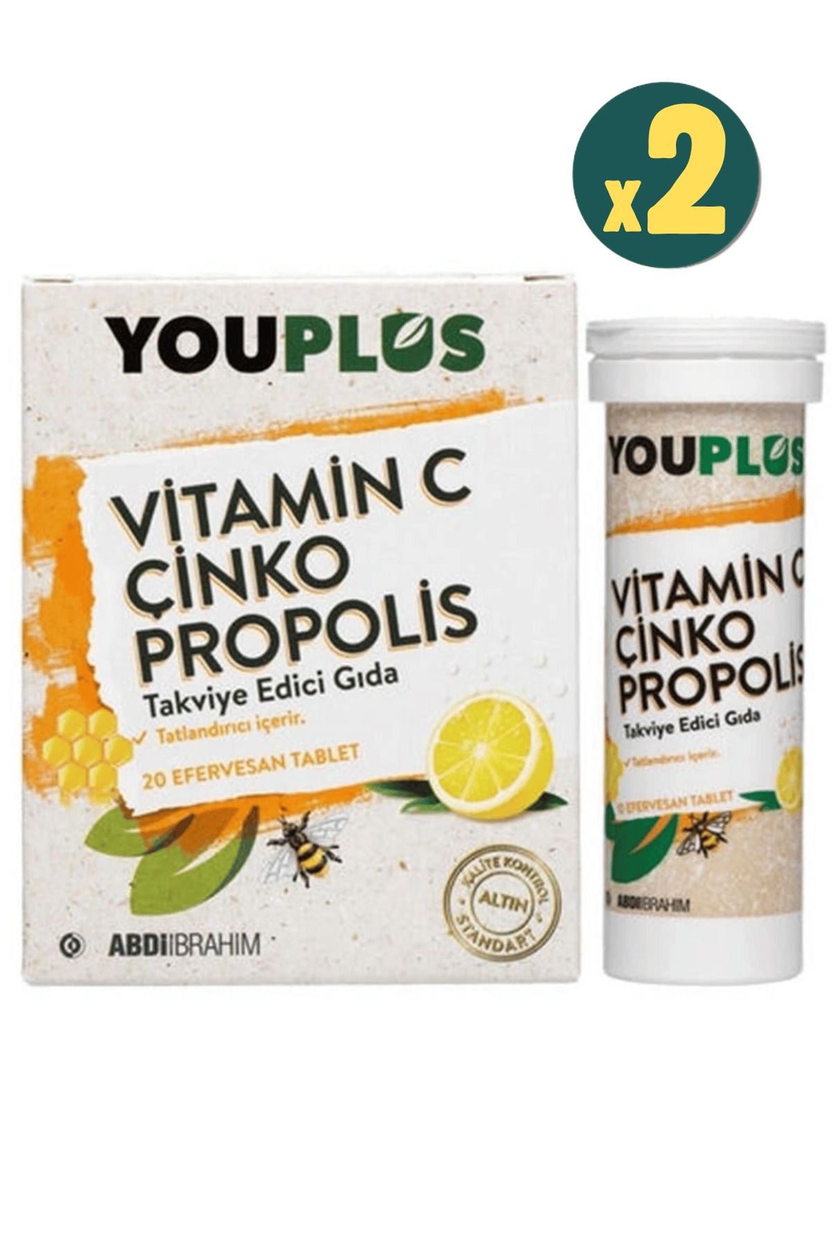 AKSU Youplus Vitamin C Çinko Propolis 20 Efervesan Tablet 2 Adet