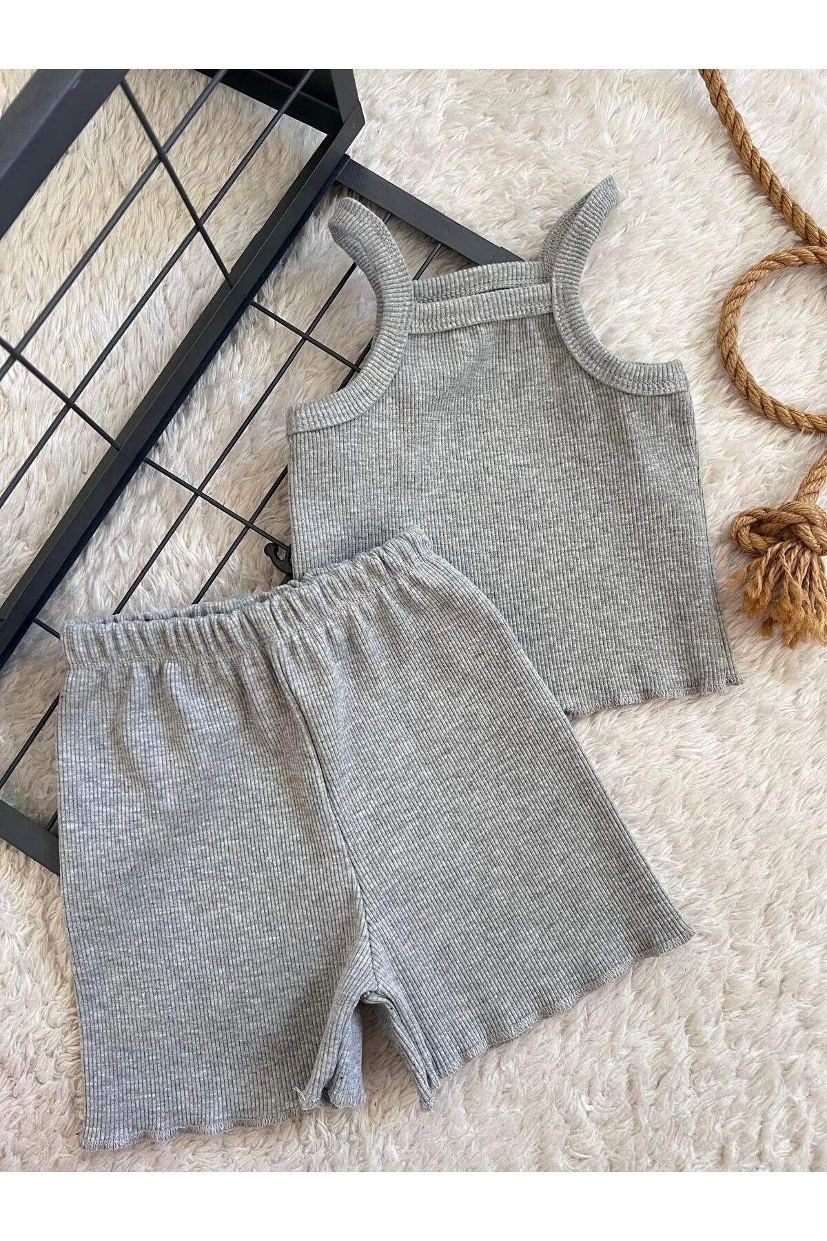 BABYSİ KİDS CLUB Bebek Çocuk Crop Takım Alt-üst Yazlık Şort Takım