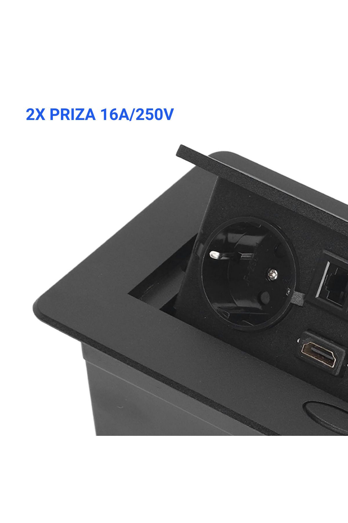 ATOMKIT-Built-in Socket in Furniture, 2 Schuko Sockets, USB-C, HDMI Input, Network Input 9
