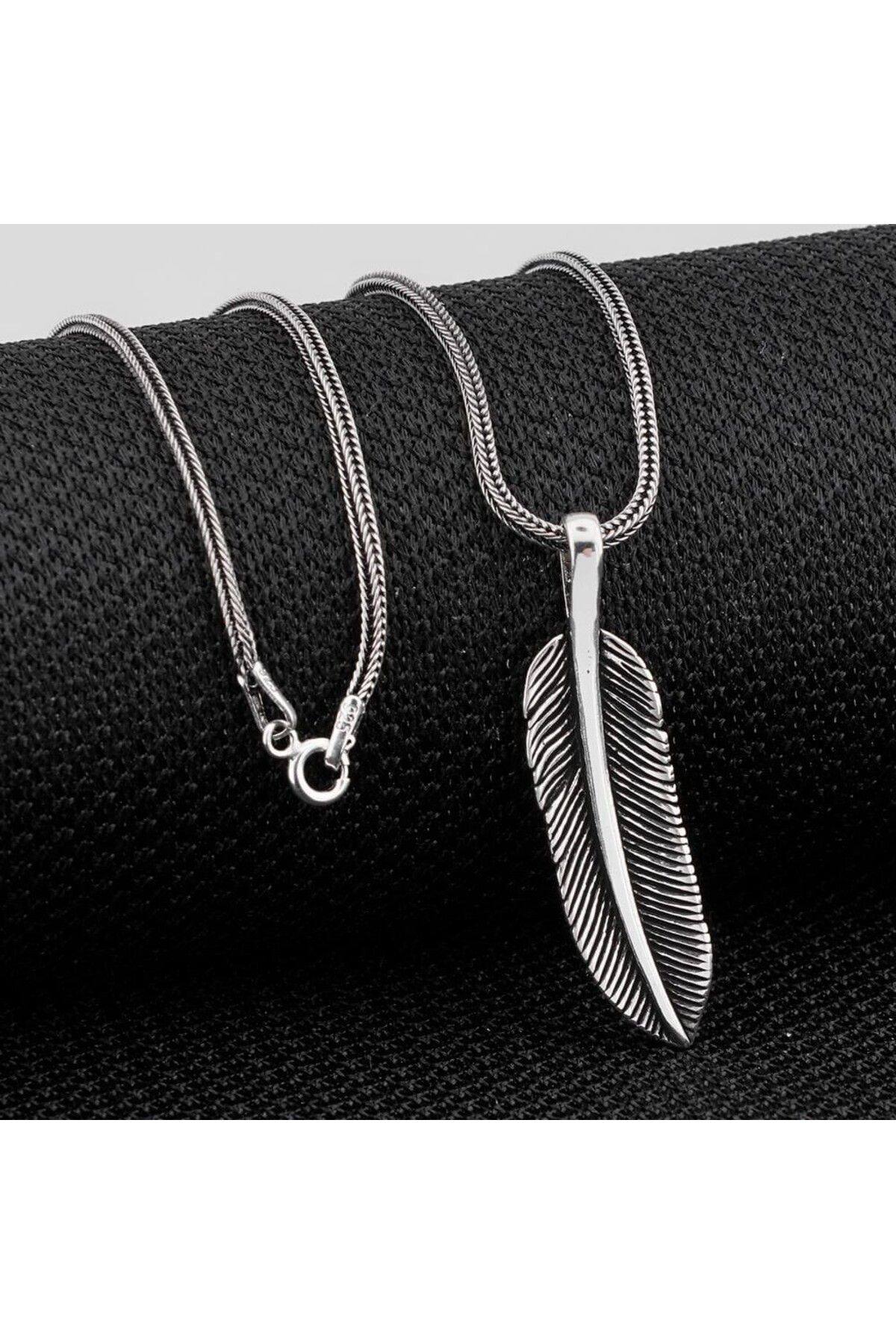 shop Yaprak Desenli 925 Ayar Gümüş Erkek Kolye
