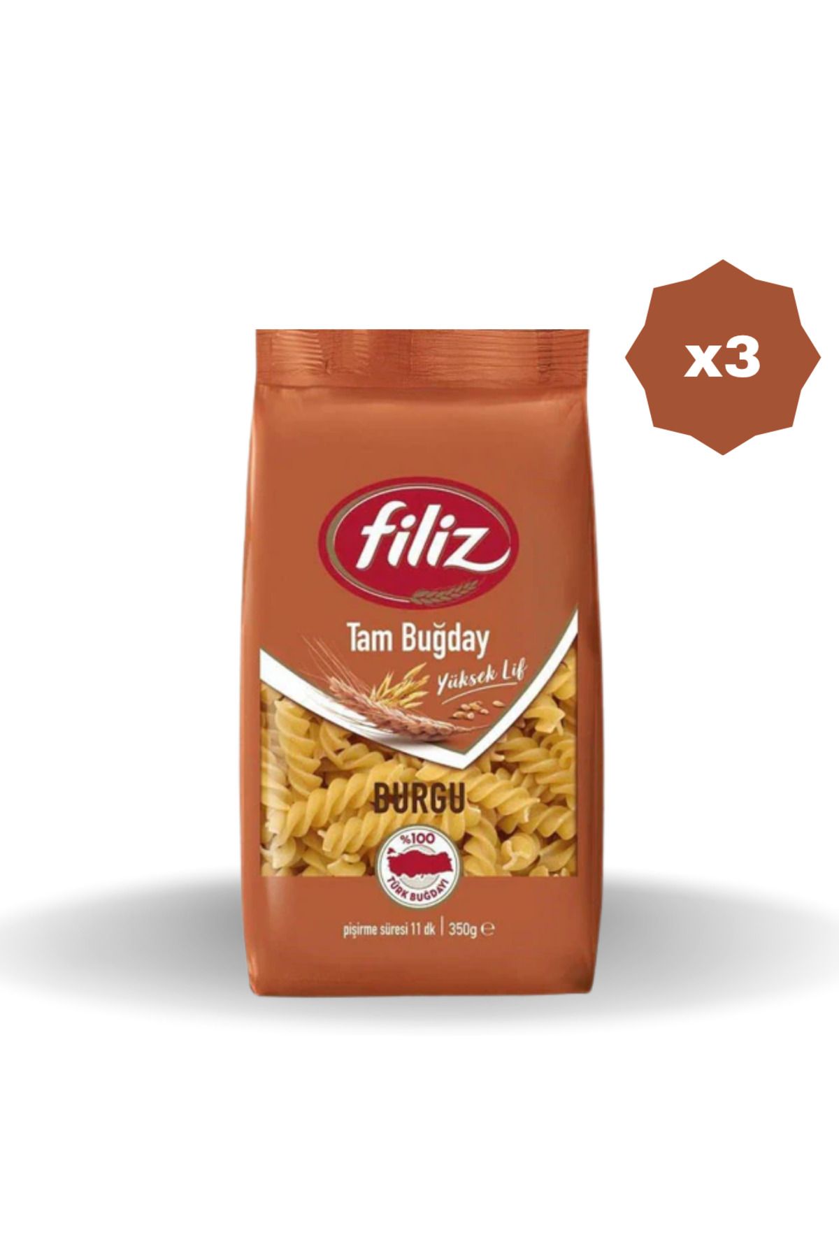 FİLİZ TAM BUĞDAY BURGU MAKARNA 500 GR - (3 ADET)