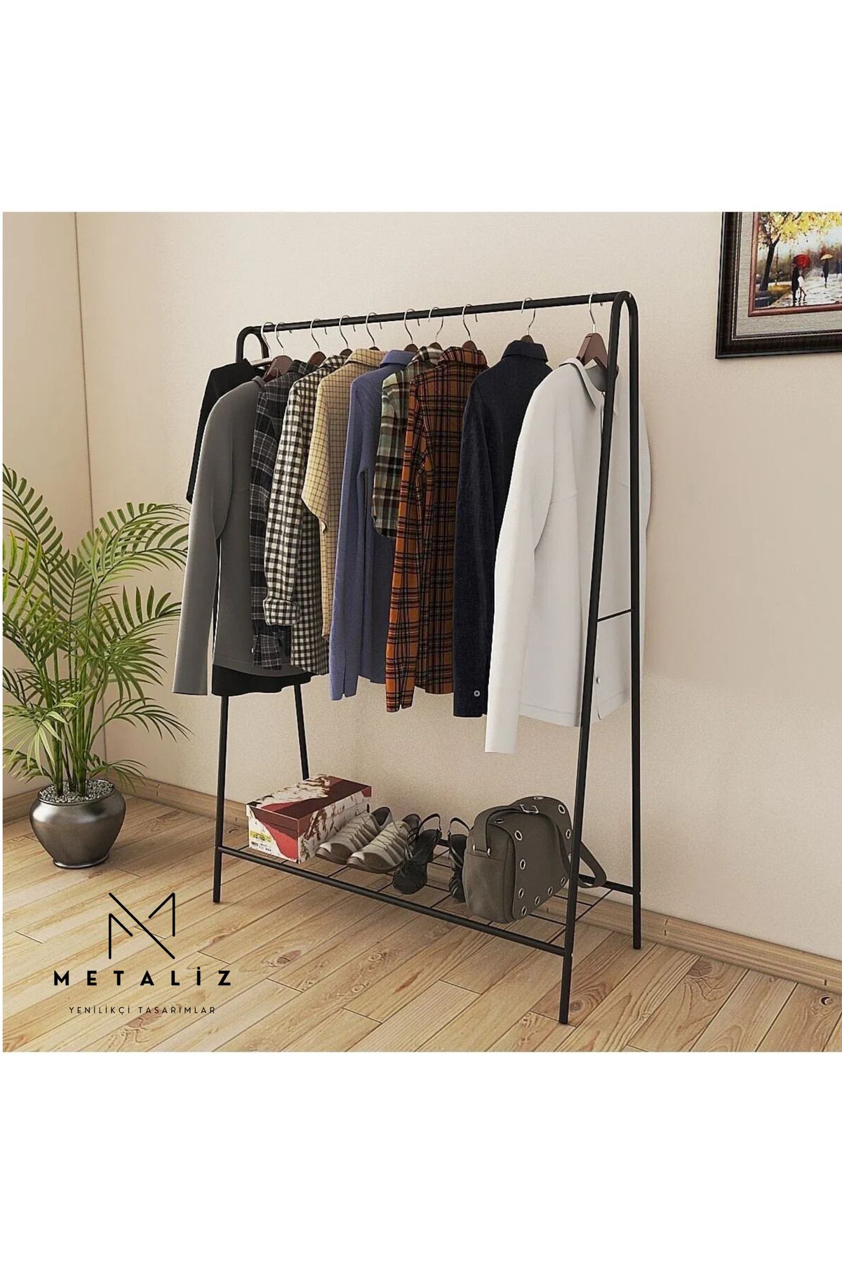 Metal Metaliz elbise askılığı