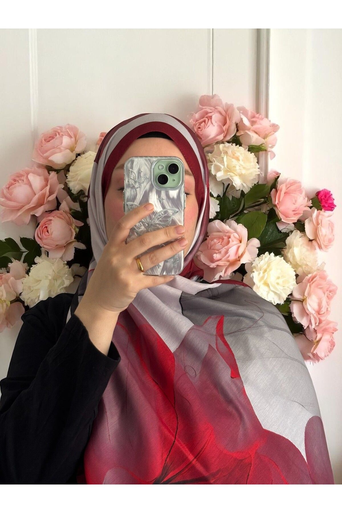 Lavena scarfs Lotus Serisi Çiçekli Desen Pamuklu Dijital Soft Şal