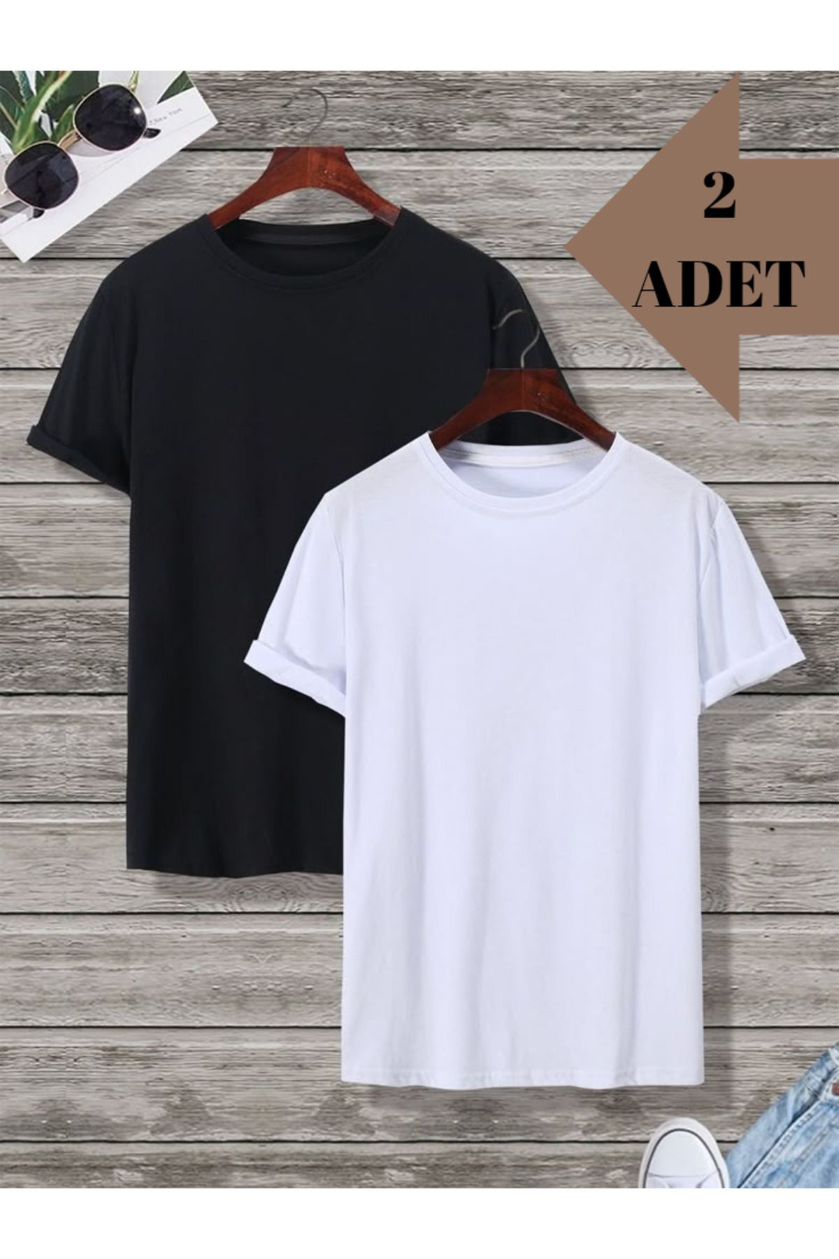 THE WHITE Kadın Siyah/Beyaz 2'li T-Shirt