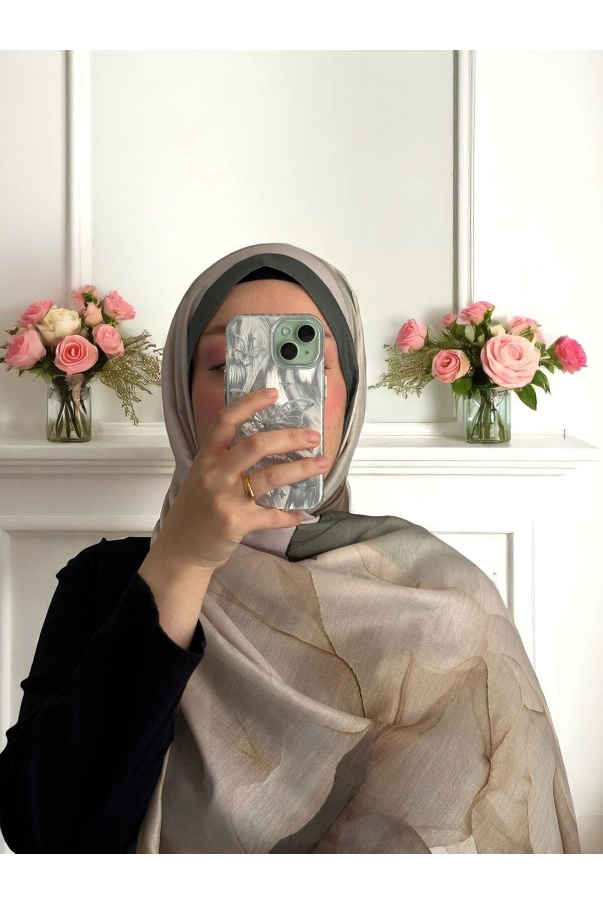 Lavena scarfs Lotus Serisi Çiçekli Desen Pamuklu Dijital Soft Şal