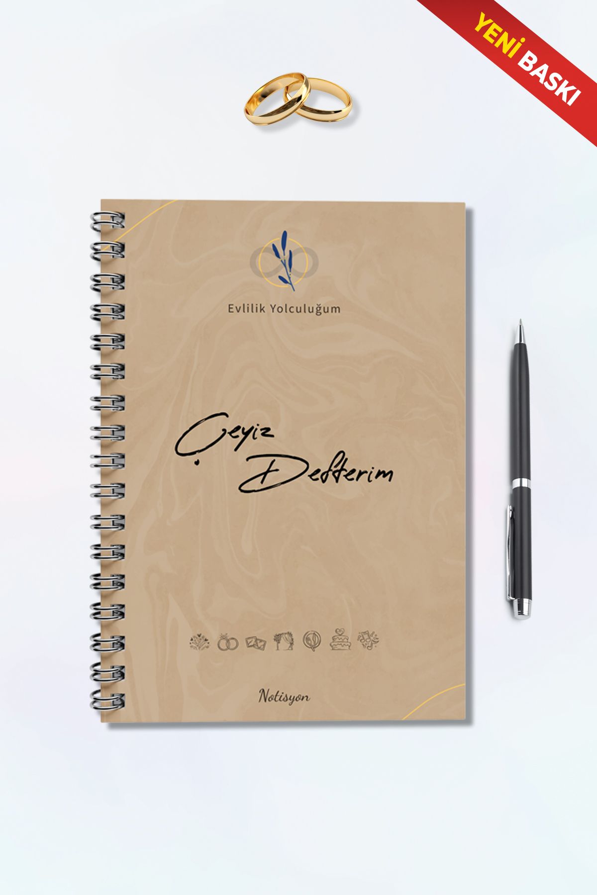 Evlilik Yolculuğum Çeyiz Defteri, Düğün Planlayıcı, Çeyiz Listesi, Çeyiz, Söz, Nişan, Kına, Balayı, Spiralli, 44 Sayfa.