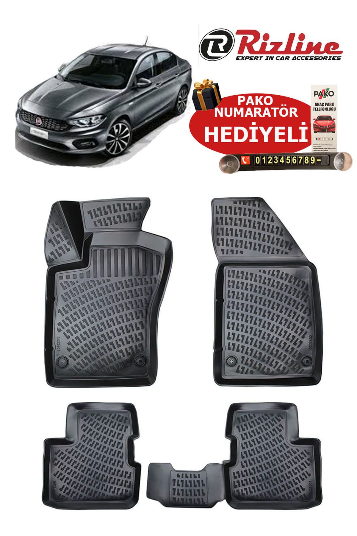 Rizline Fiat Egea Sedan 2015 Sonrası Havuzlu Paspas