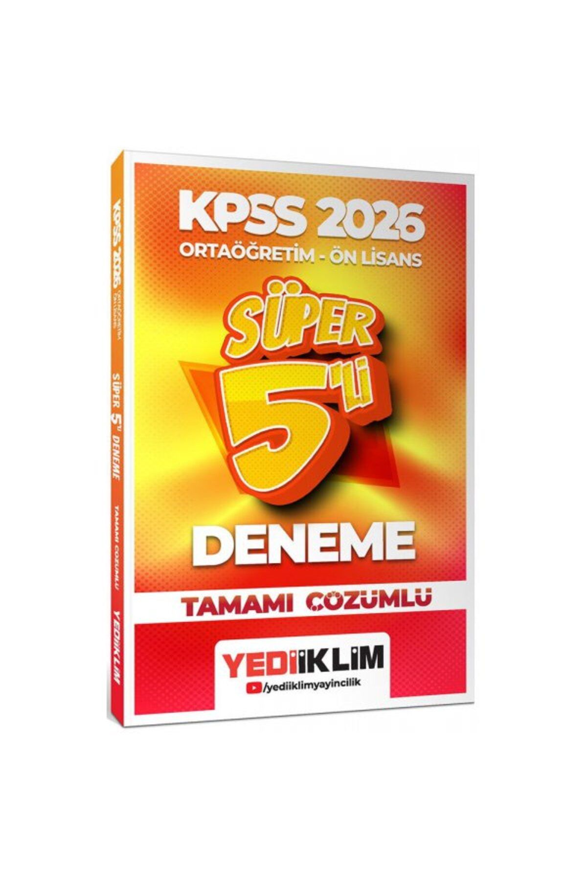 Yediiklim Yayınları Yediiklim 2026 KPSS Ortaöğretim Ön Lisans Genel Yetenek Genel Kültür Tamamı Çözümlü Süper 5 Deneme