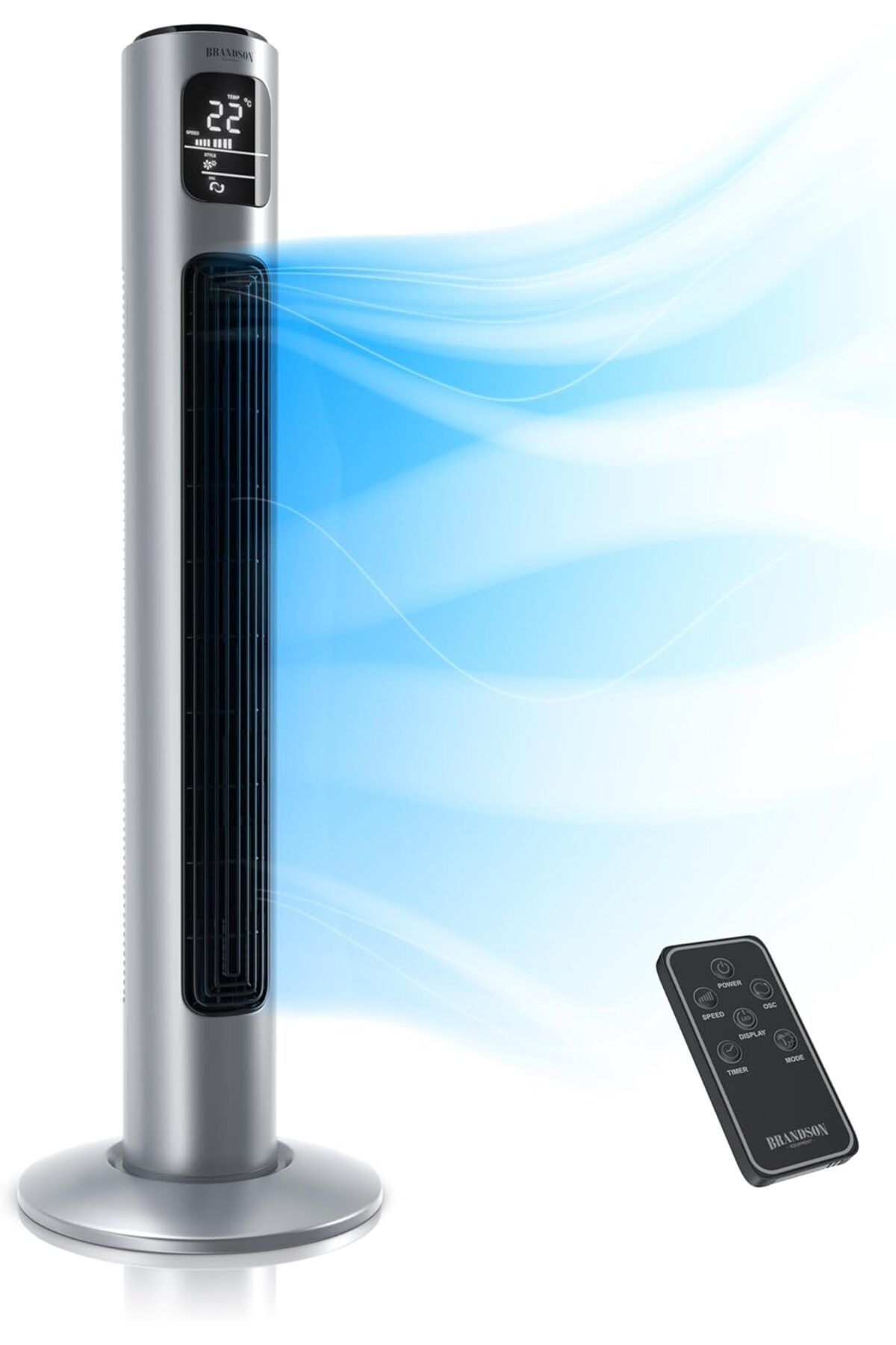 Brandson Uzaktan Kumandalı Kule Vantilatör 96 cm, Sessiz, 3 Mod, Zamanlayıcı, LED Ekranlı