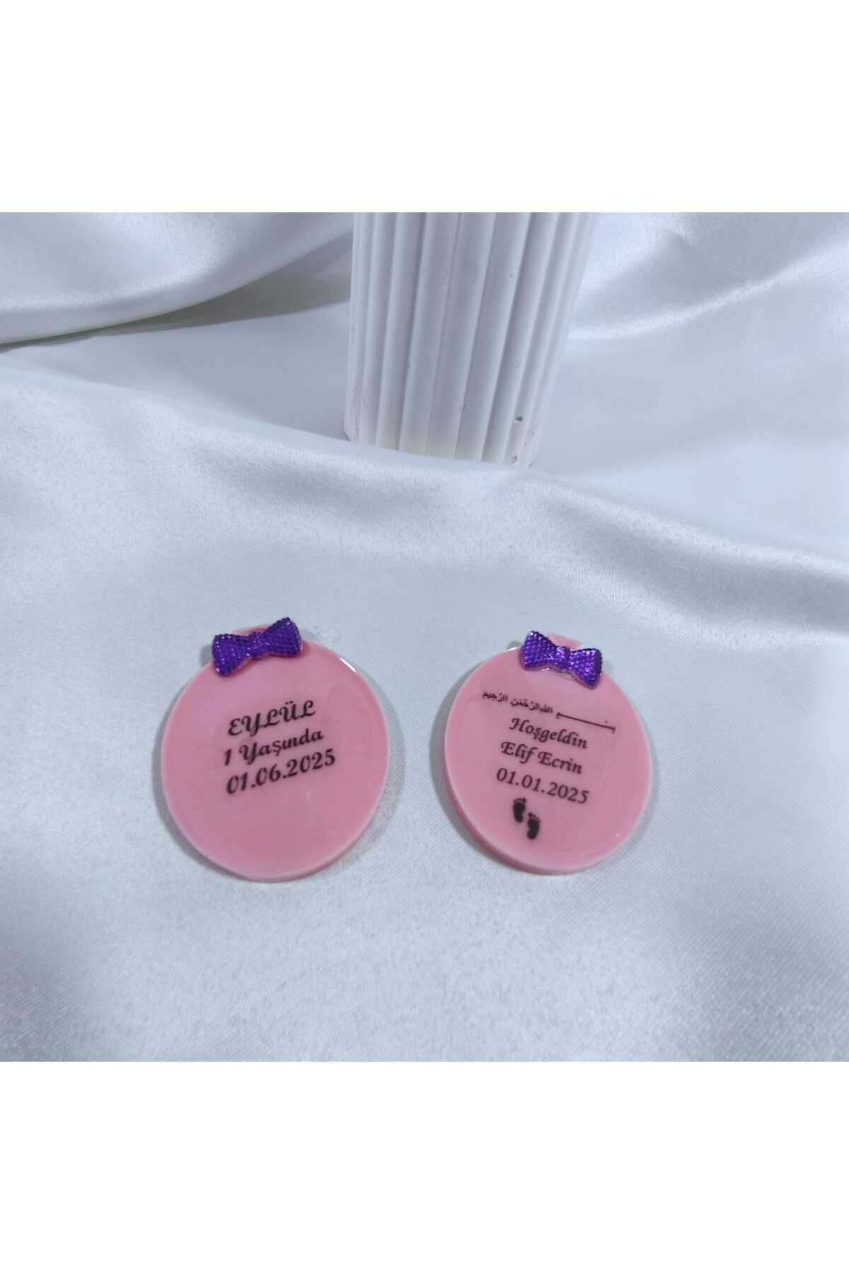 demet art studio Epoksi 25 Adet Pembe Renkli Balon Model Doğum, Doğum Günü, Bebek Mevlütleri Magneti