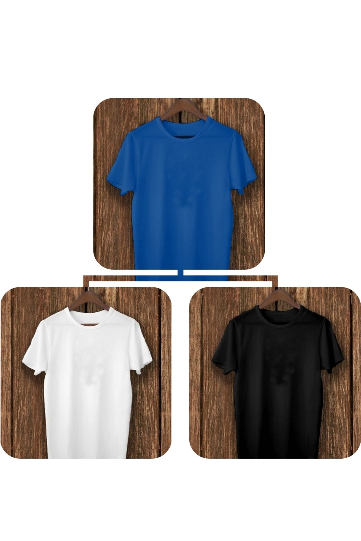 THE WHITE Düz Renk Basic Erkek 3-lü Bisiklet Yaka Slim Fit T-Shirt