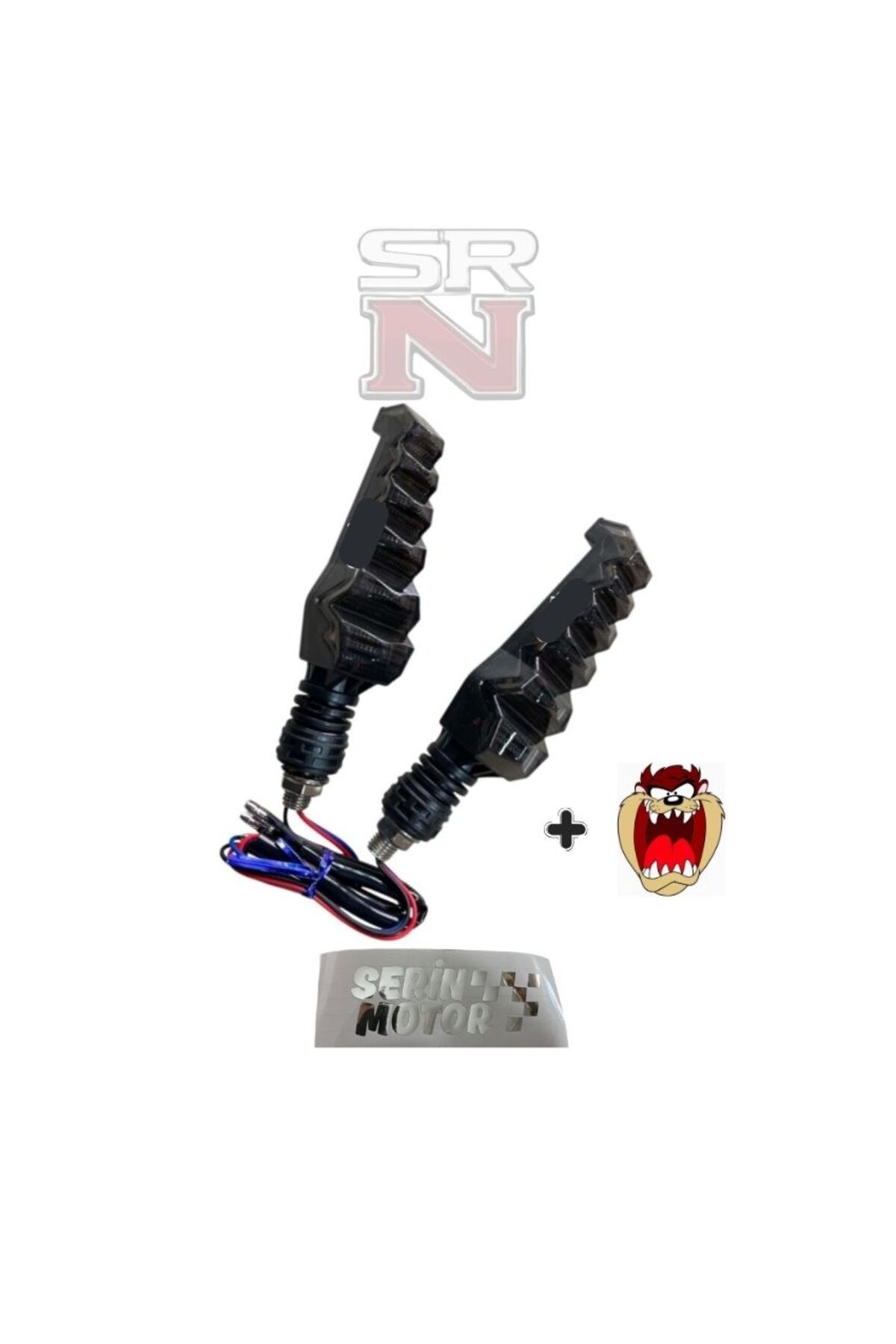 GMS CG Cup Motosiklet Modifiye Tırtıl Kayarlı Led Sinyal Takımı Kırmızı + Hdy Tzmanya Sticker SRNMOTOR