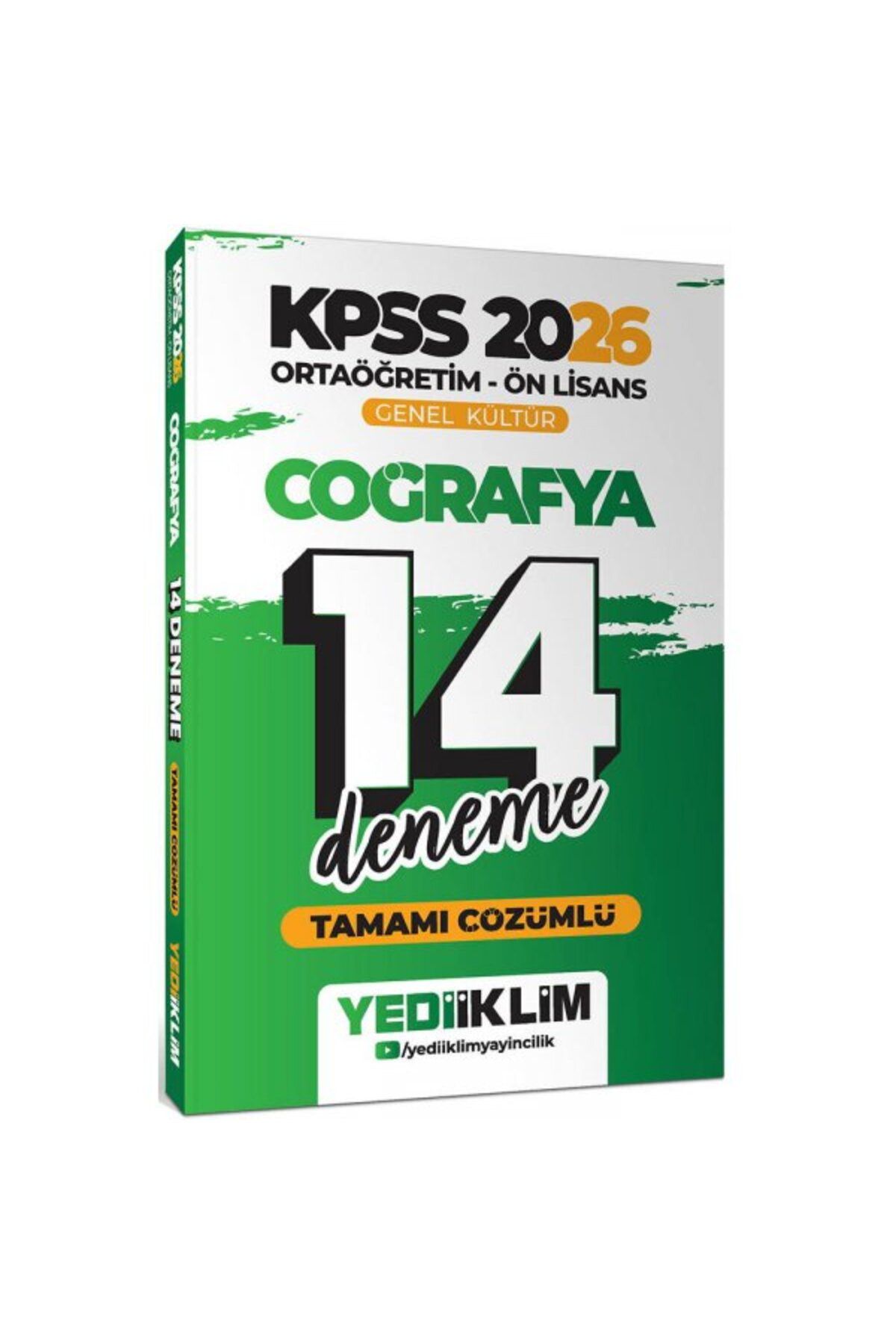 Yediiklim Yayınları Yediiklim 2026 KPSS Ortaöğretim Ön Lisans Genel Kültür Coğrafya Tamamı Çözümlü 14 Deneme