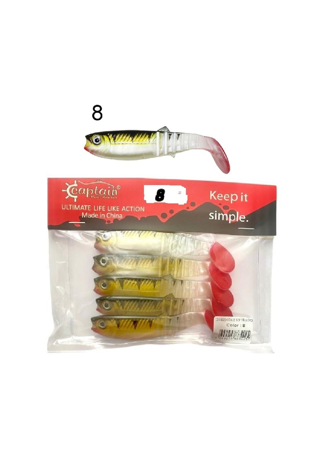 CAPTAIN 3569 Style Soft 10cm 10gr Levrek Turna Silikonu 5'li Paket Silikon Yem No:8
