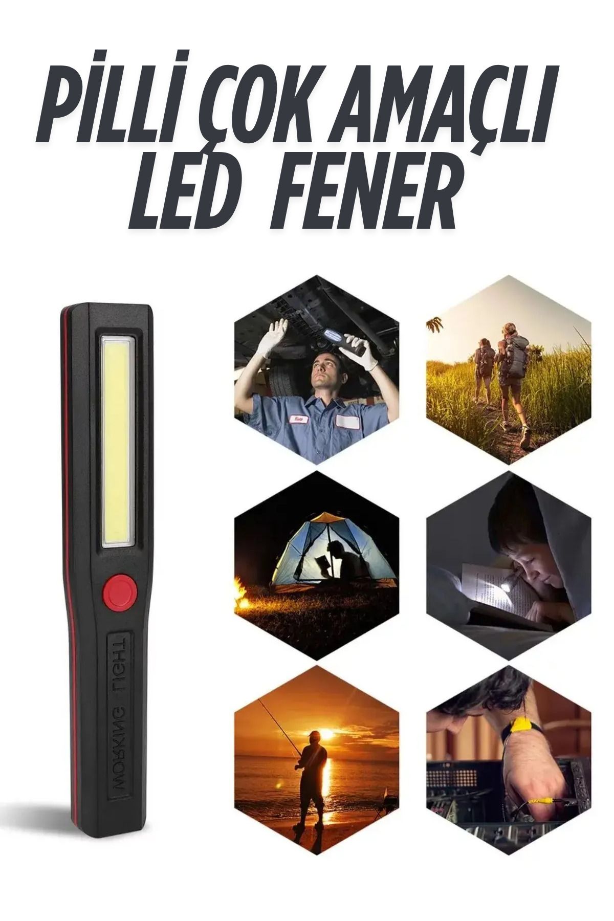 bloomplus El Feneri Kamp Lambası Kamp Lambası Renkli Kalem Led Fener Oto Tamir Lambası 1 Adet