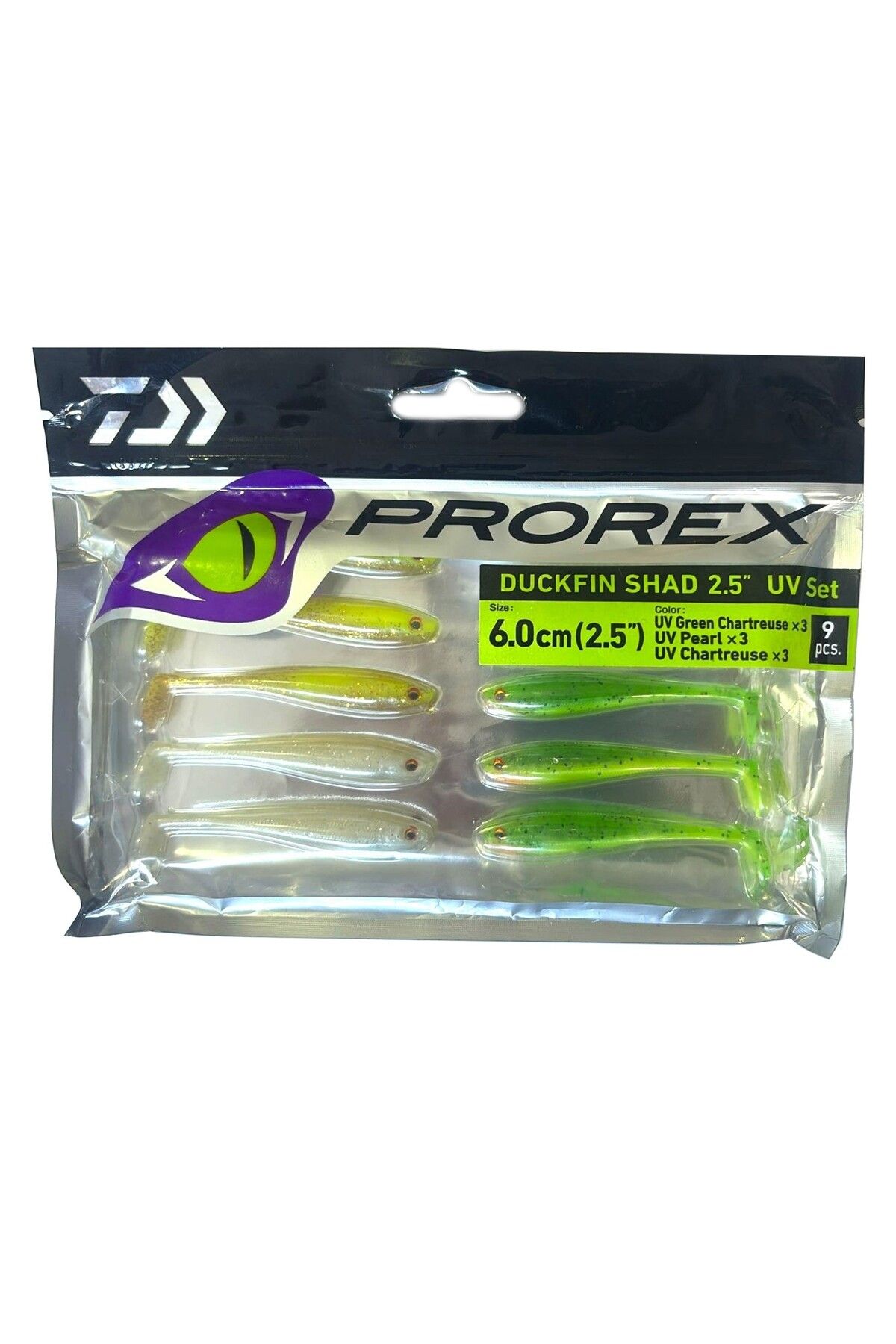daiwa Prorex Duckfin Shad 6cm 9 Adet Silikon Yem (UV Set)
