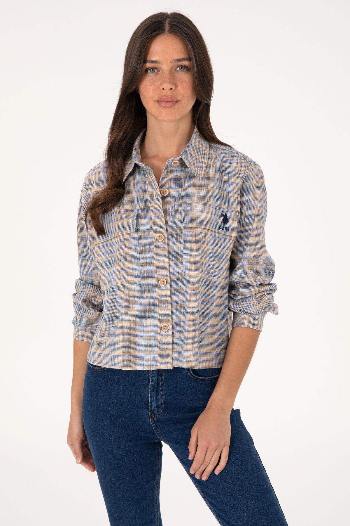 U.S. Polo Assn. Kadın Vizon Uzun Kollu Gömlek 50299424-VR052