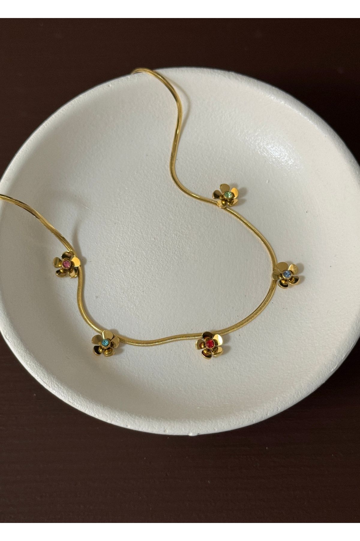 KİLİGİSTANBUL ÇELİK ÇİÇEKLİ İTALYAN ZİNCİR KOLYE 40+5 CM