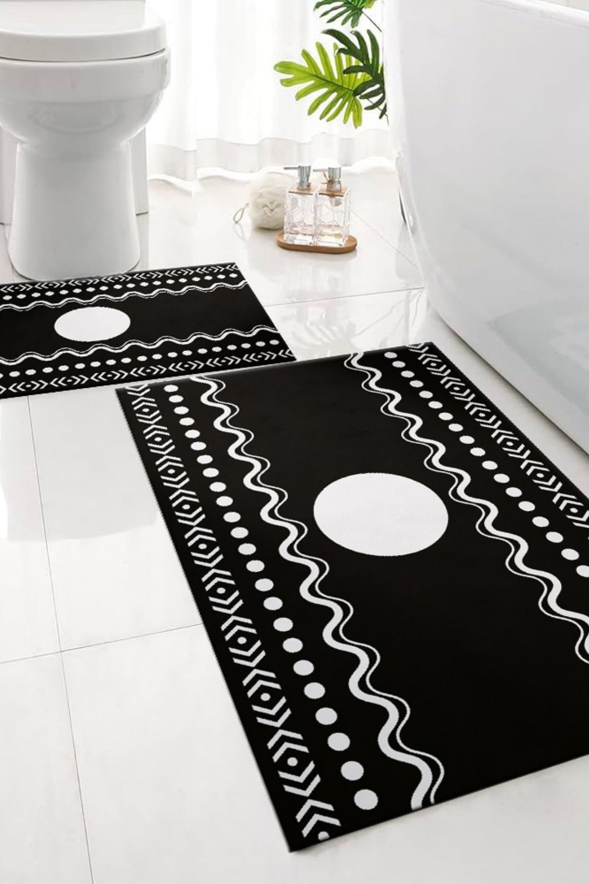 DERAS HOME 2'li Yıkanabilir Kaymaz Taban Banyo Paspası 60*100 Cm - 80*120 Cm