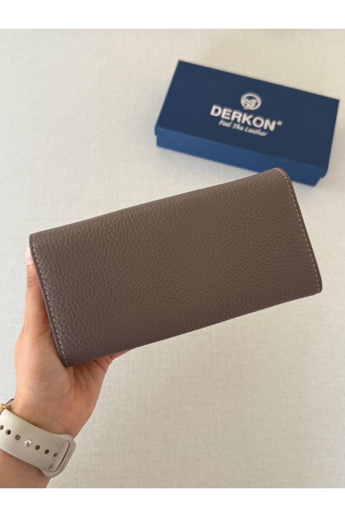 DERKON-Genuine Leather Vendy Model Women's Wallet with Plenty of Eyes Mink 7