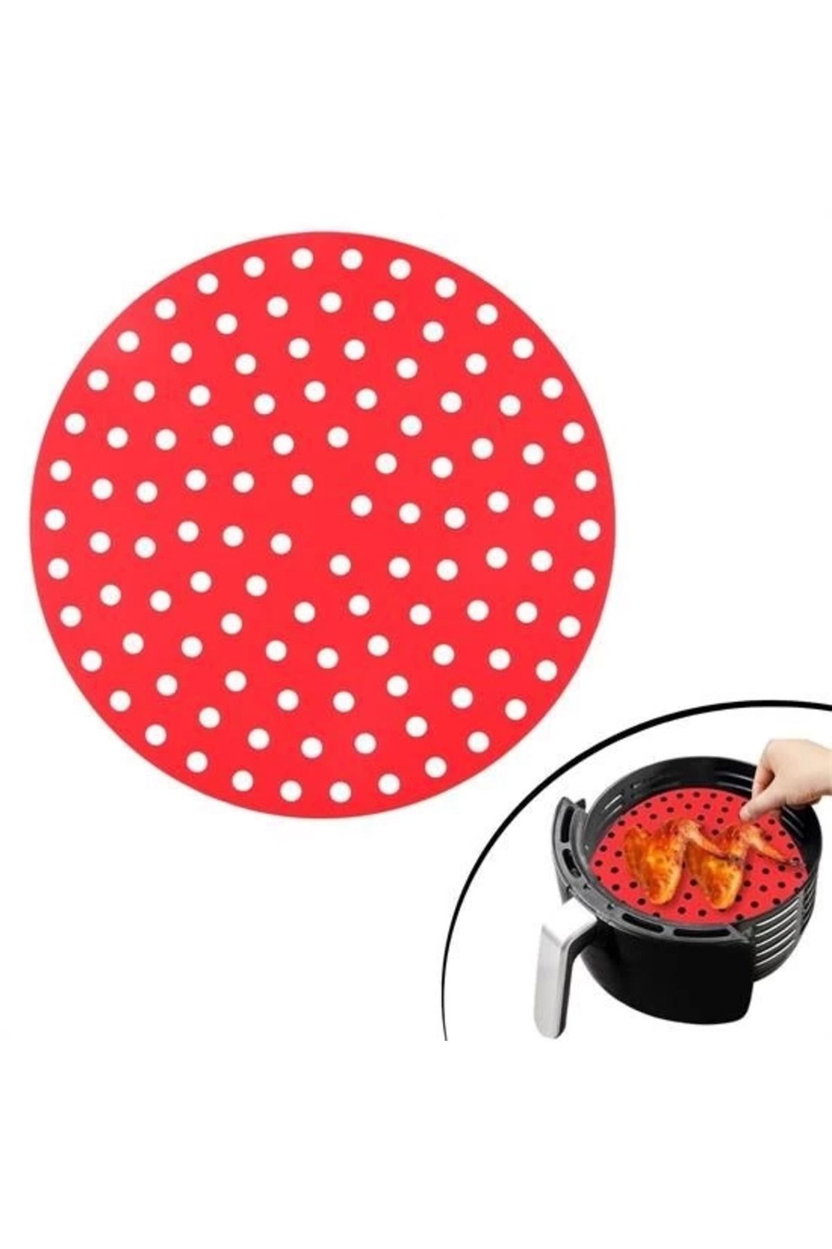 MELFSHOP Epilons® Renkli Isıya Dayanıklı Yıkanılabilir Silikon Fırın Ve Airfryer Yuvarlak Pişirme Matı 23 Cm