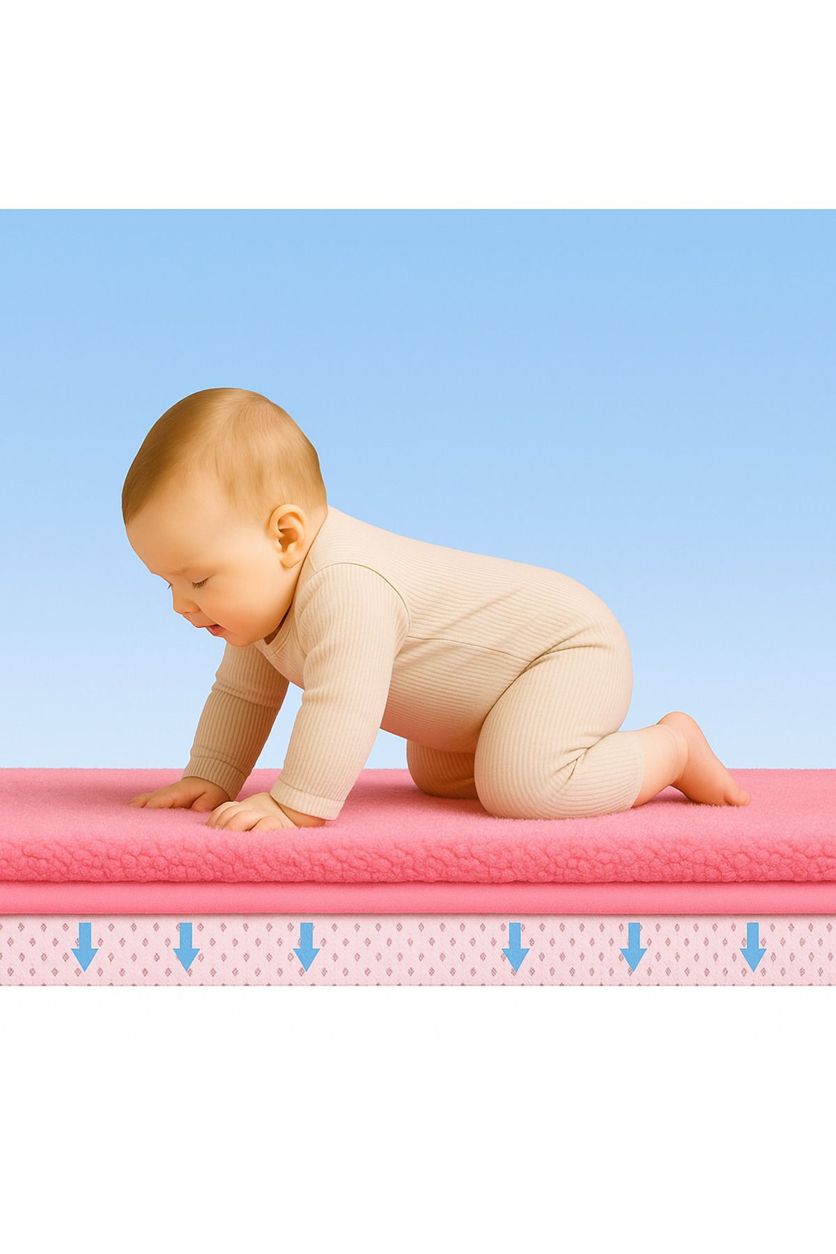 Carpetella 3 cm Kalın Çift Taraflı Welsoft Bebek Oyun Matı | Taşınabilir Vakum Poşetli Çocuk Halısı