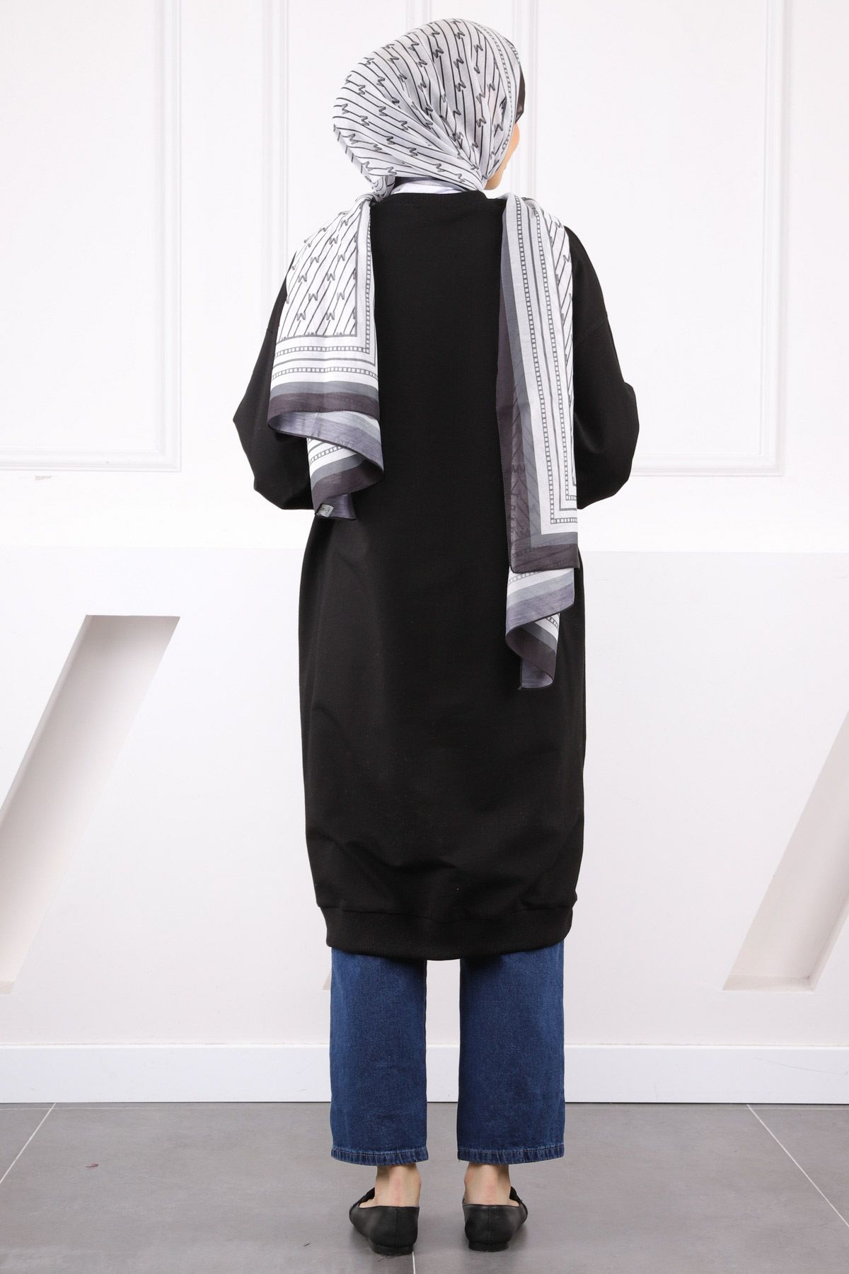 İmajButik-Black Printed Long Two Thread Tunic 3
