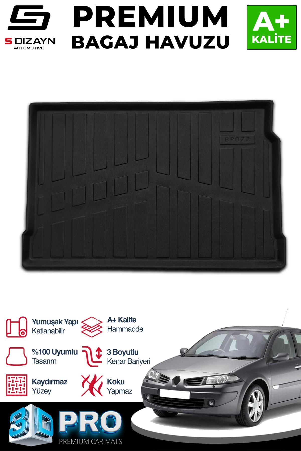 Life Tuning S-Dizayn Renault Megane 2 HB 3D Pro Bagaj Havuzu 2002-2009 A+ Kalite