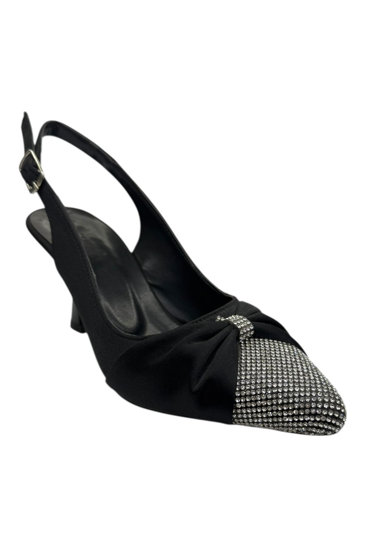 Shoes Kristal Taşlı Siyah Topuklu Ayakkabı