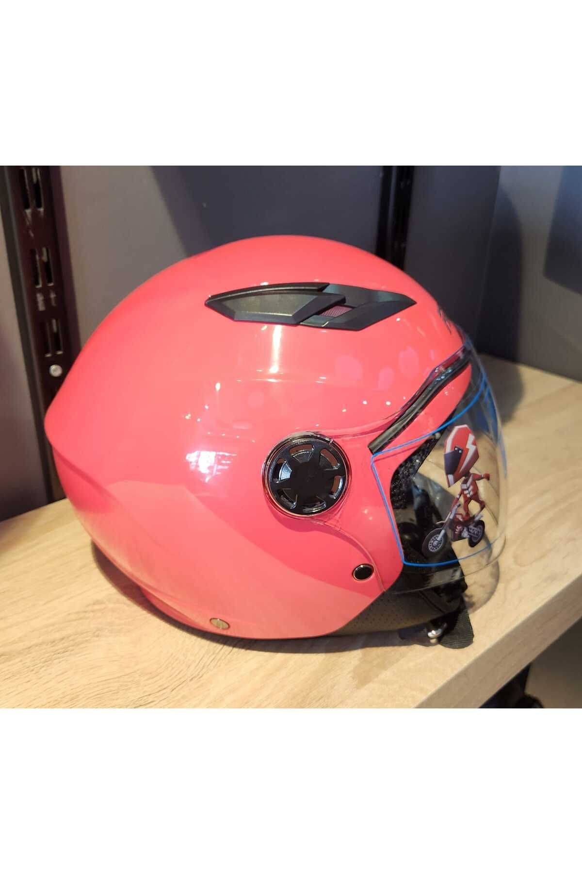Free-M 215 GLOSSY CORAL KIRMIZI ÇENESİZ ÇOCUK KASK