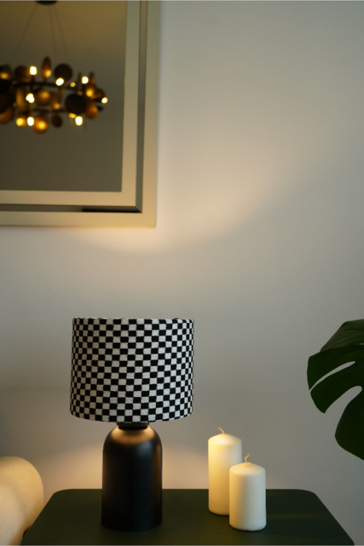 retro home design Özel Siyah Ayaklı Dama Dokuma Kumaş Şapka Şık Yatak Odası Salon Abajur Özel