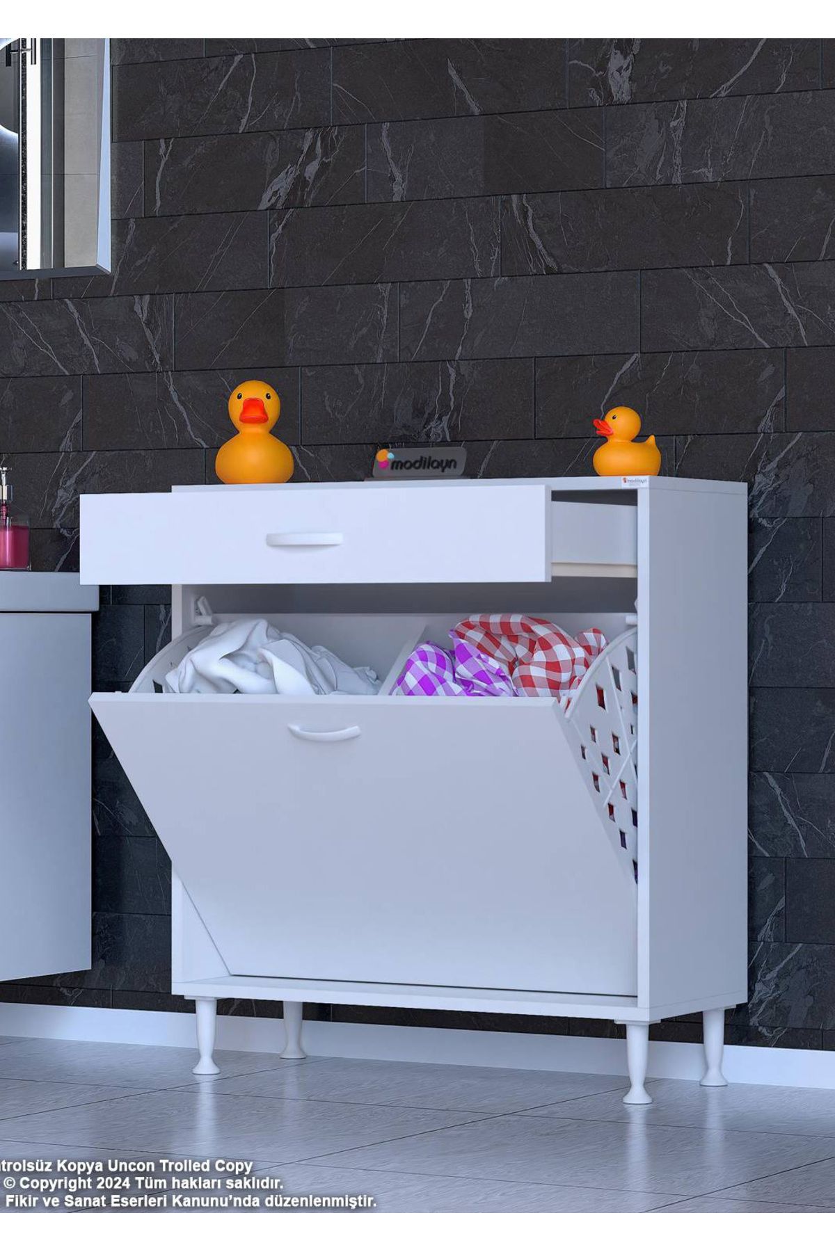 Modilayn 70 x 88 x 32,5 cm’lik 1 Çekmece 1 Göz Sepetli Dolap Mutfak Dolabı Çok Amaçlı Dolap