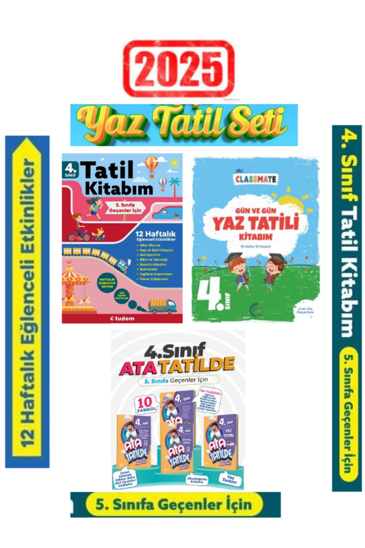 Ens Yayıncılık Tudem 4.Sınıf 12 Hafta Yaz Tatil+Okyanus 4.Sınıf Yaz Tatil+Ata 4.Sınıf 10 Fasikül Yaz Tatil Seti