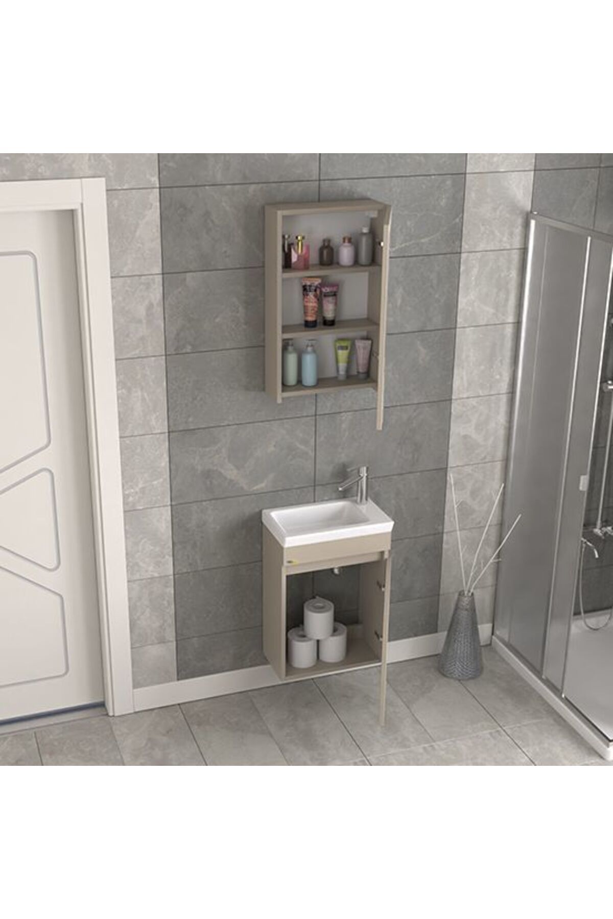 BİANİ FİX Biani Fix Edremit 45 cm Latte Banyo Dolabı