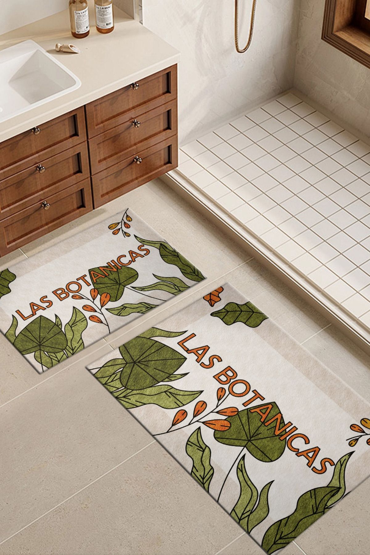 DERAS HOME 2'li Yıkanabilir Kaymaz Taban Banyo Paspası 60*100 Cm - 80*120 Cm