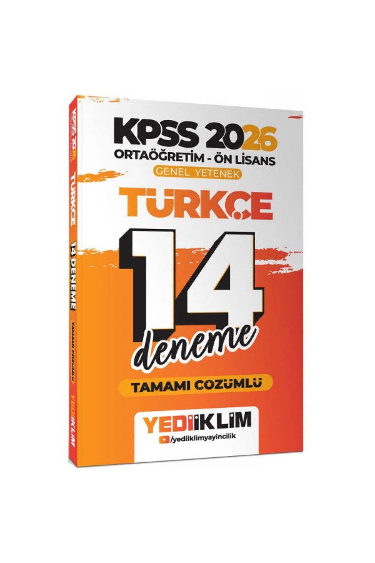 Yediiklim Yayınları Yediiklim 2026 KPSS Ortaöğretim Ön Lisans Genel Yetenek Türkçe Tamamı Çözümlü 14 Deneme