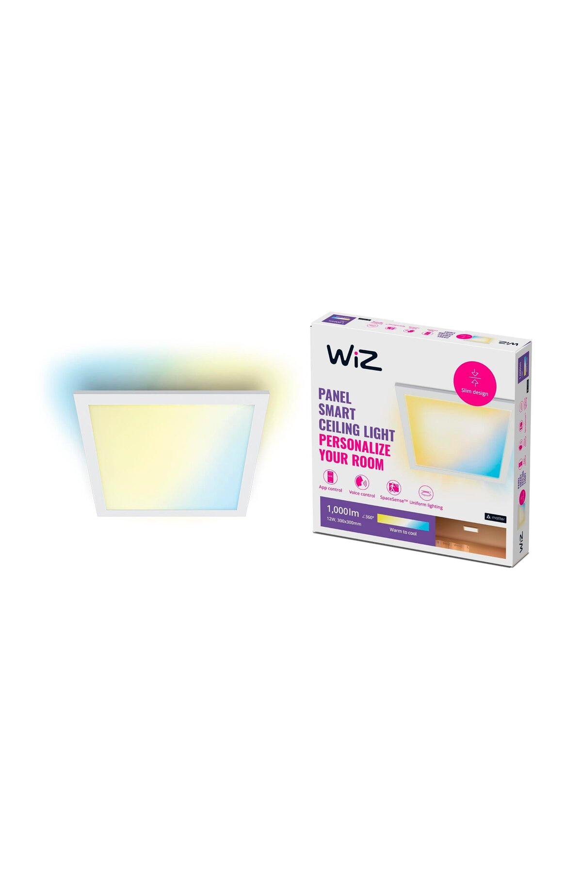 Beyaz Akıllı Sıva Üstü Sarı-Beyaz Ambiyans Kare Panel Tavan Armatürü 12W