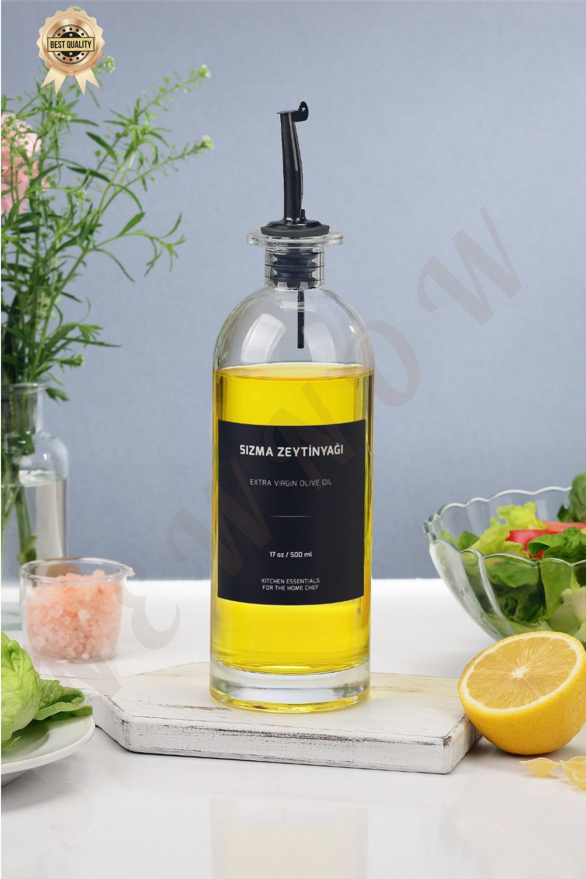 NEWNOW PurePress Yağlık , Kristal Şişe Metal Başlıklı 500 ml Etiketli