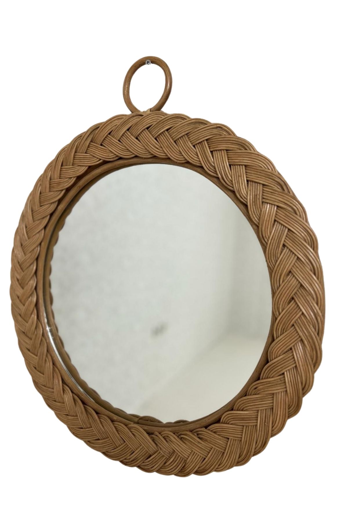 Okman Prag El İşi Örgü Rattan Duvar Ayna 50*50*56 cm Ayna Naturel Renk
