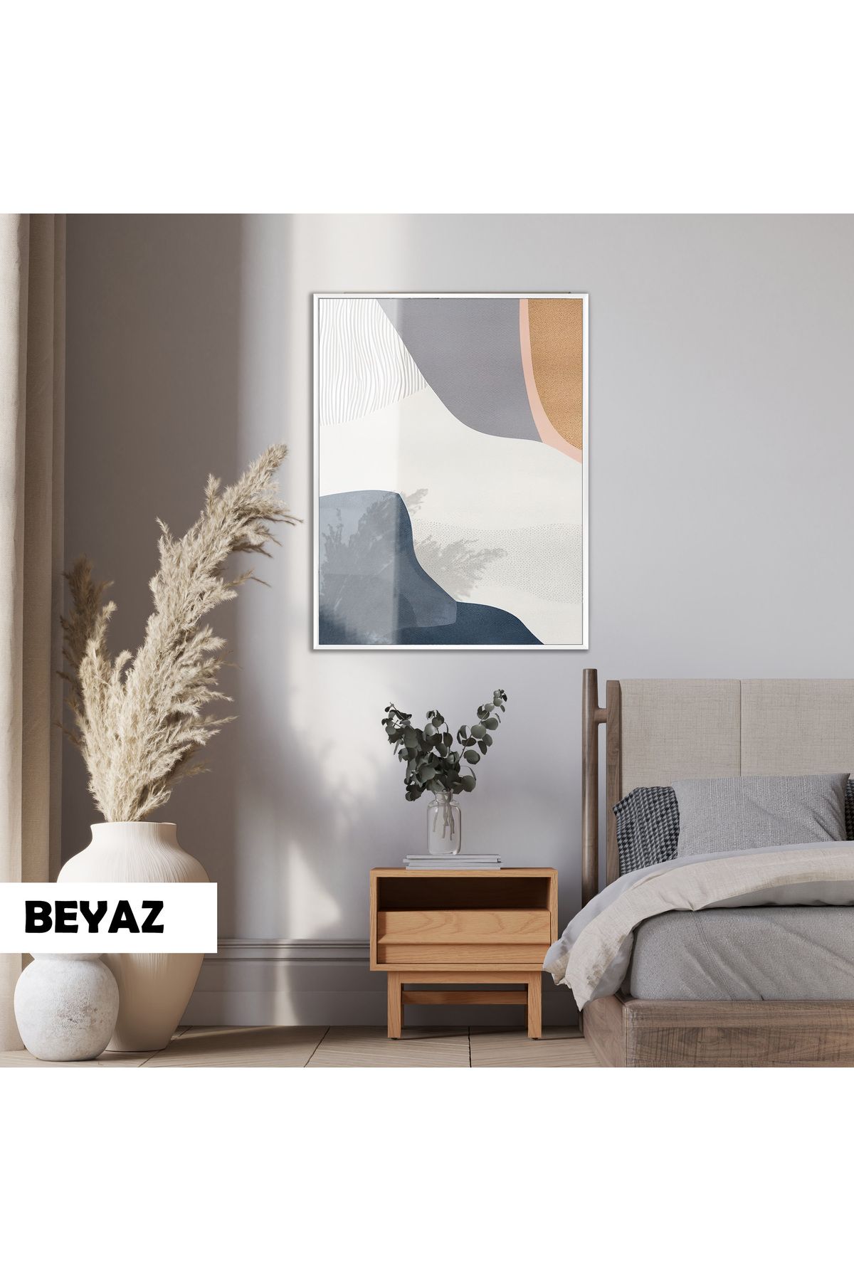 Harikabirev HARİKABİREV|SOYUT|02 PASTEL RENKLİ MODEL |ÇERÇEVELİ TEMPERLİ CAM TABLO TEKLİ DİKEY