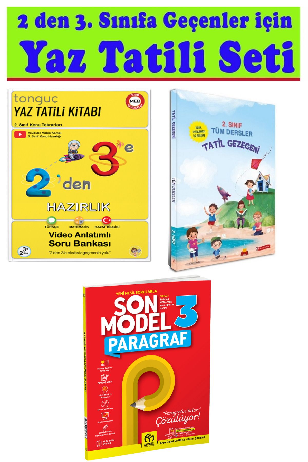 Tonguç Yayınları 2 Den 3 E Hazırlık Kitabı + ODTÜ 2. Sınıf Tatil Gezegeni + 3. Sınıf Paragraf Soru Bankası