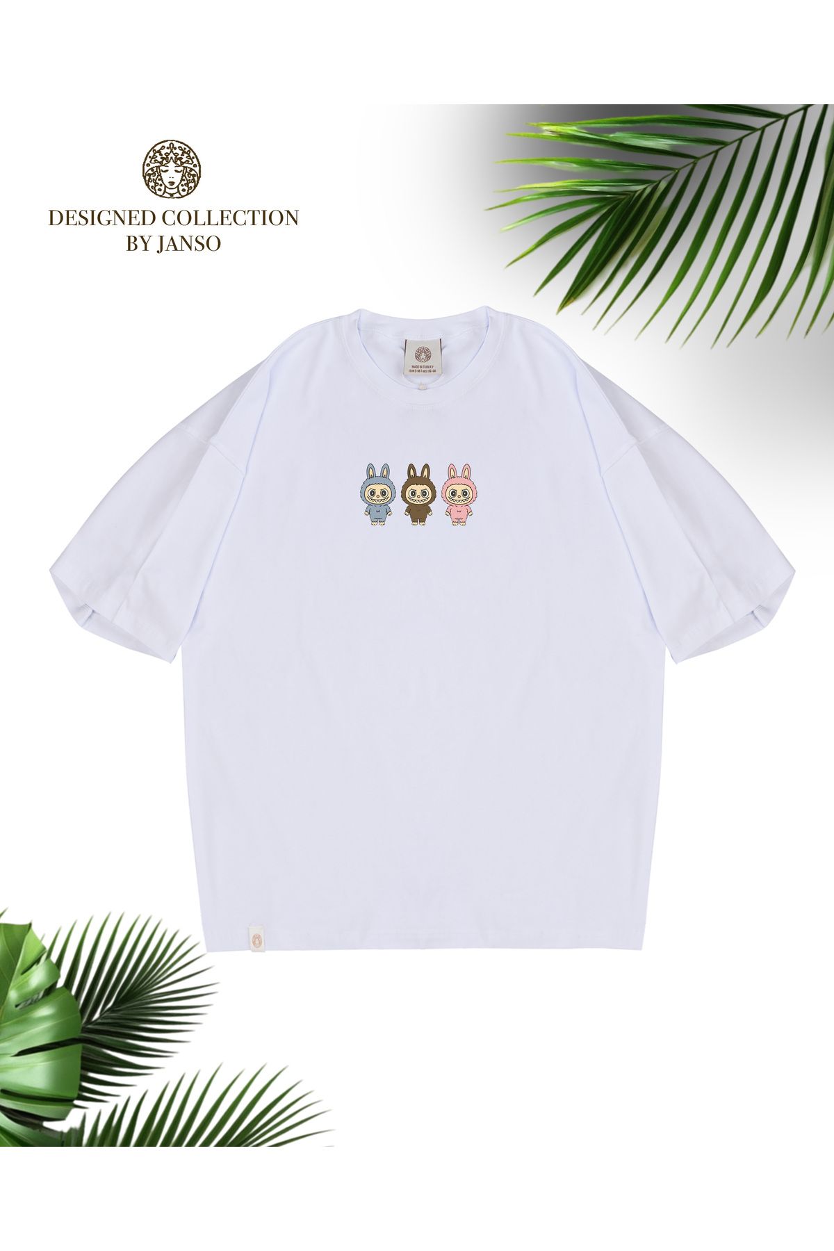 JANSO GROUP -KADIN LABUBU BASKILI PAMUKLU TSHIRT OVERSİZE