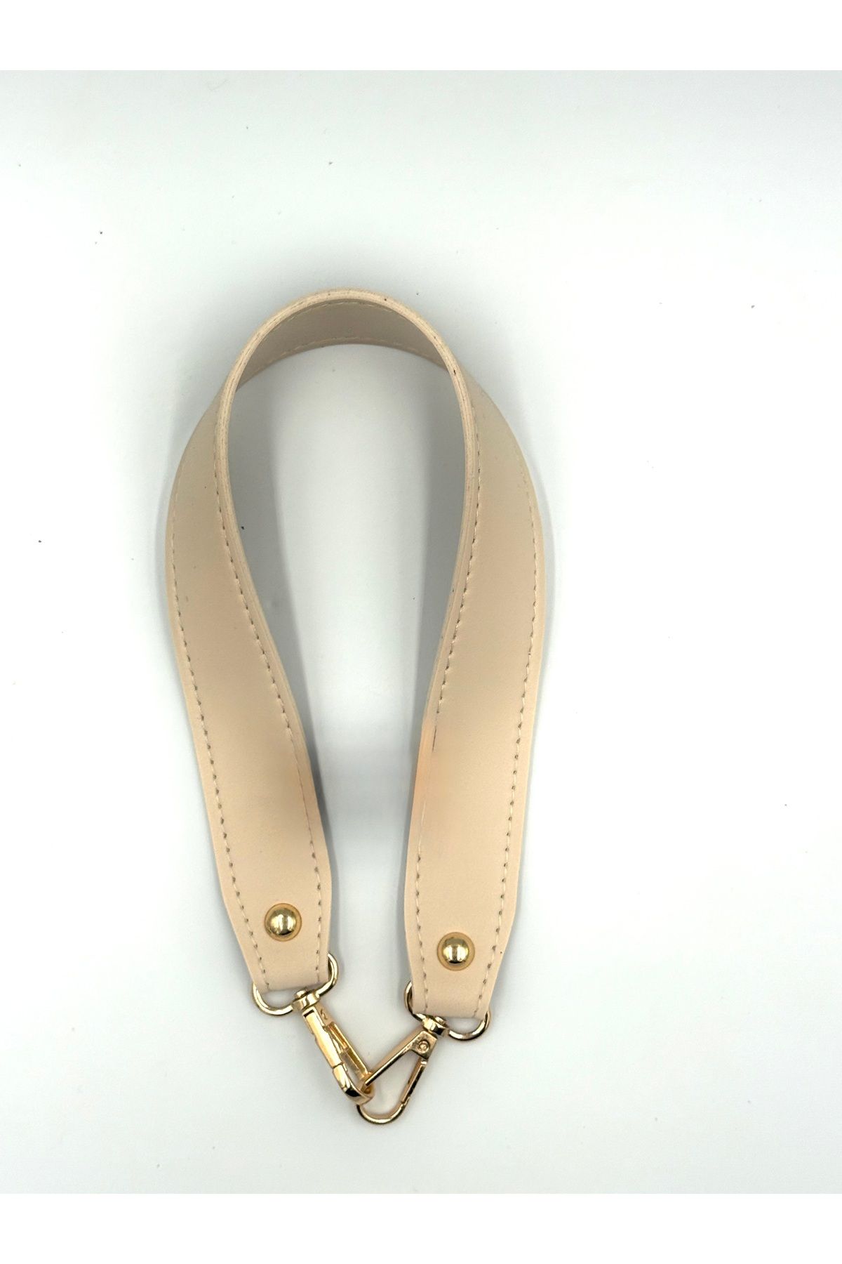 Lady Moss Kancalı Dikişli Suni Deri Çanta Askısı Uzunluk 42 cm - Genişlik 3 cm ( Krem )