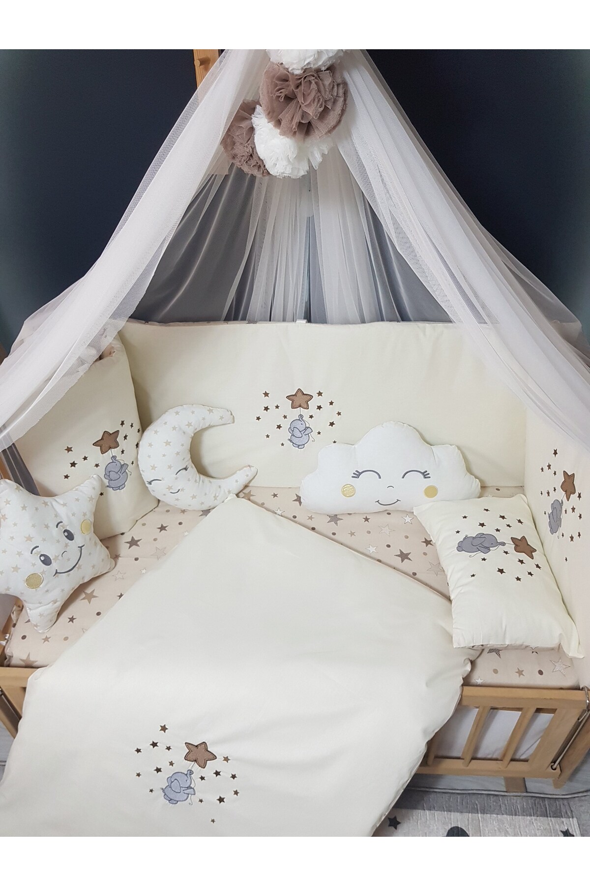 bebek_iklimi 17 Parça Nakışlı Bebek Uyku Seti 60x120 – Aparatlı Lüks Cibinlikli fotoğrafı 7 (önizleme)