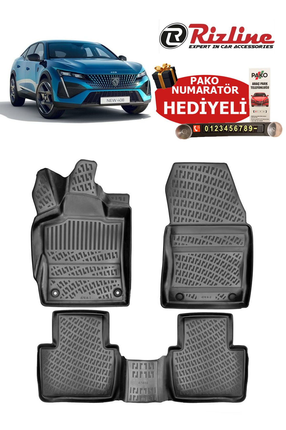 Rizline Peugeot 408 2023 Sonrası Havuzlu Paspas