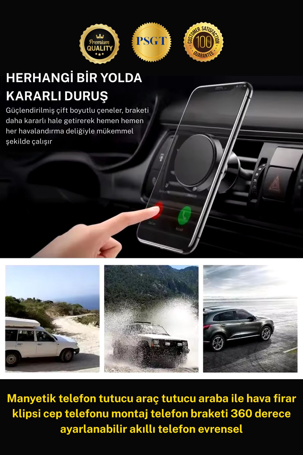 PSGT Manyetik telefon araç tutucu hava firar klipsi cep telefonu braketi 360derece ayarlanabilir evrensel